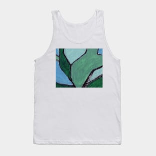 Cobalt Blue Navy Green Abstract Art Tank Top